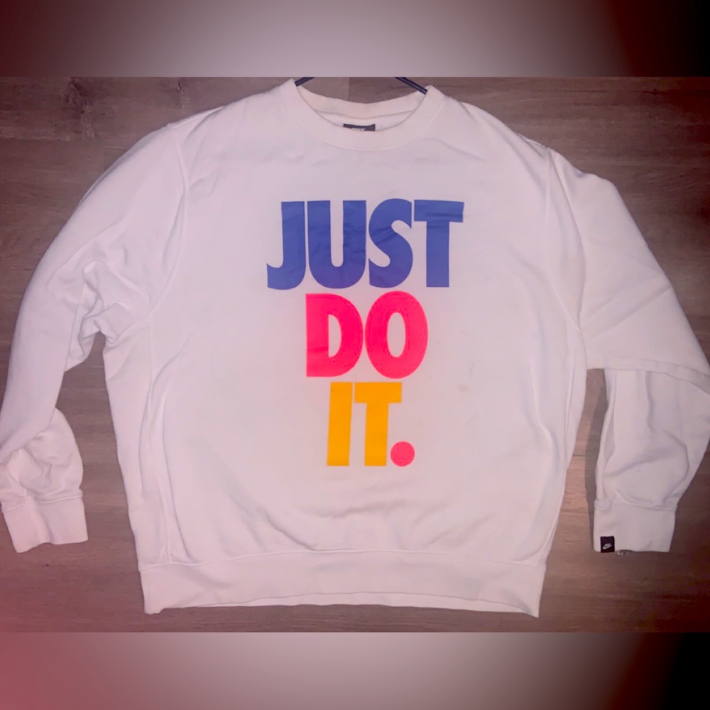 Mens White XL Nike Just Do It SweatShirt